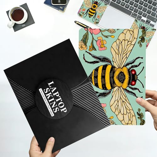 Universal Laptop Skin Sticker with 2 Wrist Pad Decals, 3-Piece Removable Vinyl Laptop Cover, Bee Flowers Waterproof Anti-Scratch, Easy-Trim Fit for 13.3" 14" 15.6" Laptops - color: Bee Flowers