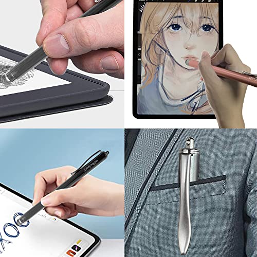 3-Pack 5.3'' Micro-Knit Mesh Tip Capacitive Stylus Pens for Touch Screens with Replaceable Fiber Tips, Universal Stylus Pens and Cleaning Cloth (Matt Black, Gun Grey, Matt Pink) - color: Matt Black, Gun Grey, Matt Pink