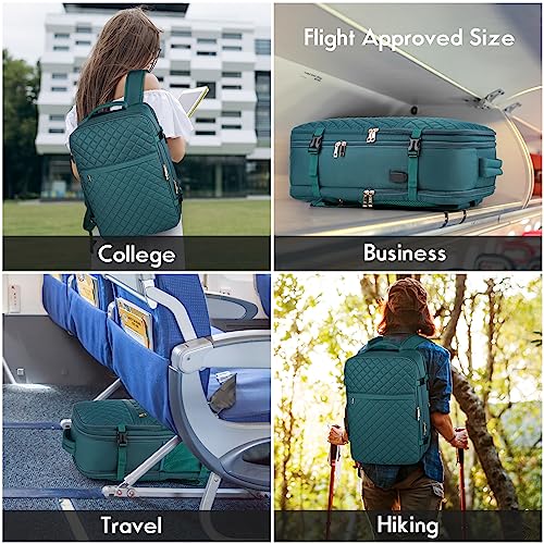 Large Travel Backpack Women, Flight Approved Carry On Backpack, Water Resistant Anti-Theft Large Casual Daypack Fit 17 Inch Laptop with USB Charging Port, Peacock Blue - color: Peacock Blue, size: 17.3 inch