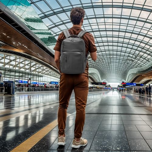 Waterproof Laptop Backpack for Men & Women, Flight Approved Anti-Theft Daypack with 15.6-inch Laptop Sleeve (Gray) - color: Gray