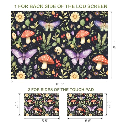 DINKY Laptop Notebook Skin Sticker Cover Decal, 16" 16.5" 17" 17.3 inch Laptop Vinyl Skin Sticker Cover Soft Art Protector Netbook (Mushroom Butterfly) - color: Mushroom Butterfly