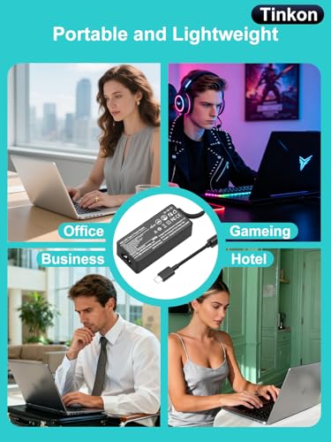 Universal 65W USB C Laptop Charger | Compatible with Lenovo, HP, Dell, Acer, Asus, Samsung, Surface Pro, Google, For Business, School, and Travel