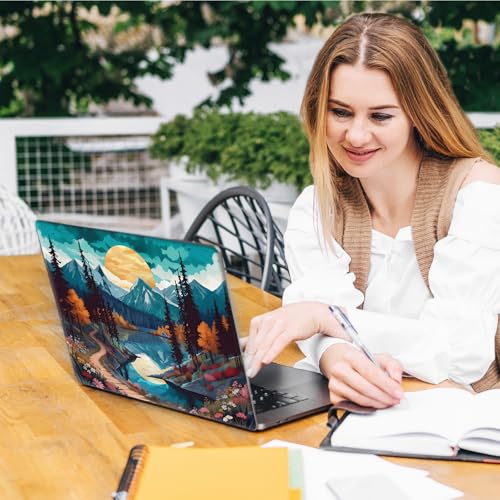 Laptop Skin Sticker Decal, Universal Reusable Vinyl Laptop Cover for 12" 13" 14" 15" 15.4" 15.6" Notebook PC, Reusable Waterproof Scratch-Resistant with 2 Wrist Pads,Mountain Abstract Watercolor Art - color: Mountain Abstract Watercolor Art