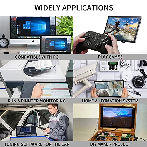 Raspberry Pi Screen 10.1 Inch Touchscreen Monitor 1024x600 Portable HDMI Monitor 16:9 IPS Screen Display for Raspberry Pi 5/4/3/2/Zero/B/B+ Win11/10/8/7, Free-Driver