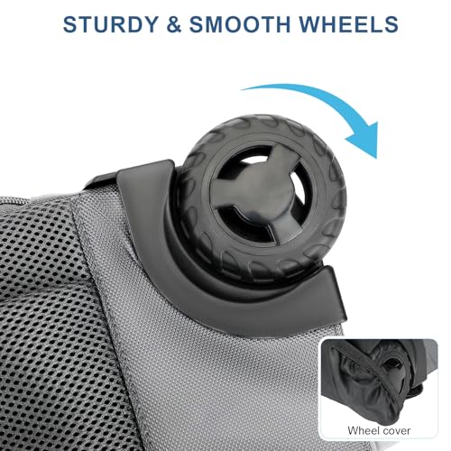 Backpack with wheels,rolling backpack with 2 Packing Cubes and compression bags,Laptop Compartment,Water Resistant Luggage suitcase,Air Travel,Weekend Trips (Grey) - color: Grey