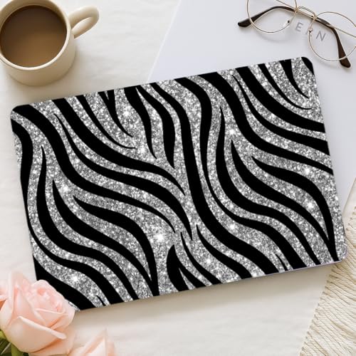 PLIGREAT 15 Inches Laptop Decal Sticker Skin Cover, Sparkling Tiger Stripe Laptop Sticker Decals Fits 12" to 15" Laptops Universal Waterproof Removable, Black Silver - color: Black Silver