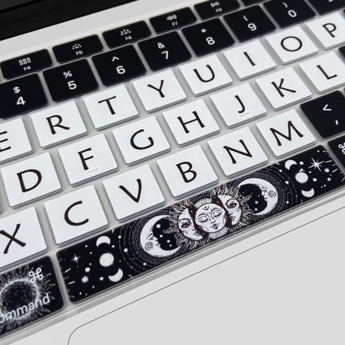 Cute Keyboard Cover for 2021 2020 MacBook Air 13 inch (Model: A2179 A2337) M1 Chip, Silicone Protective Skin, Sun and Moon - color: Sun and Moon