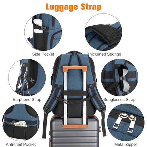 Insulated Lunch Backpack Fit 17" Laptop with Cooler Compartment | 2 In 1 Work Backpack with Lunch Box, Lunch Compartment, Water-Resistant, Lightweight, College Couputer Bag, Men & Women - color: Blue