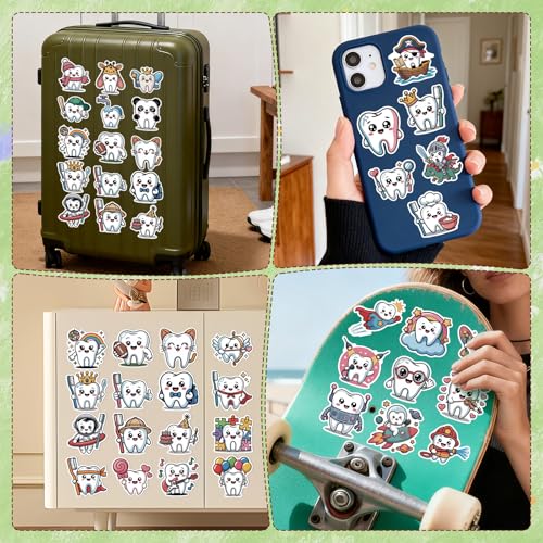 Cute Dental Tooth Stickers - 100 Pcs Tooth Dentist Water Bottle Stickers, Cartoon Waterproof Scrapbook Sticker, Vinyl Decals for Luggage Laptop Journal - style: Tooth Dentist