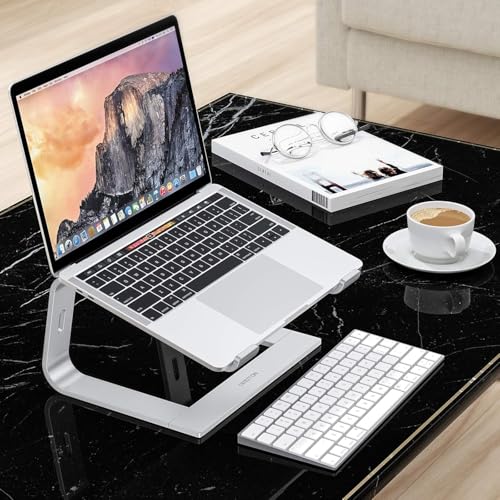OMOTON Laptop Stand, Detachable Mount for MacBook Air/Pro Dell HP Silver | 11-17" Laptop Holder for Desk, Notebook Computer Mount, Lightweight Cooling for Desk, Ergonomic Home Office - color: Silver
