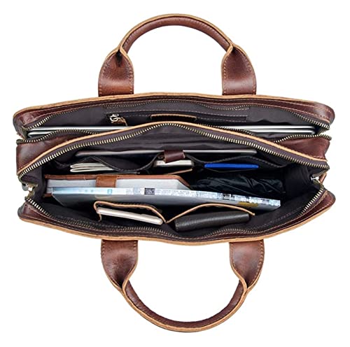 Laptop Briefcase Large Capacity, Dual Compartment Expandable 15.6" Portfolio for Business - color: Dark Coffee