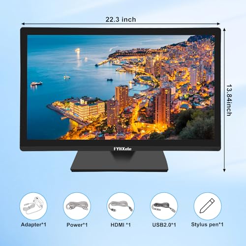 FYHXele 24 Inch Touchscreen Monitor, IPS FHD 1080P Touch PC Display, 100Hz, LED Backlit Multi-Touch Monitor, VESA, HDMI & VGA & USB Computer Touch Screen for Gaming, Business, Warehouse, Bar, Gym - color: Black-24"