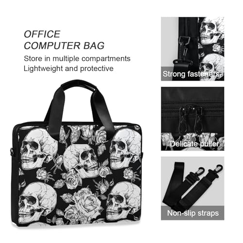 MNSRUU Laptop Bag for 15.6 inch Black Gothic Bats - color: Skull A10809