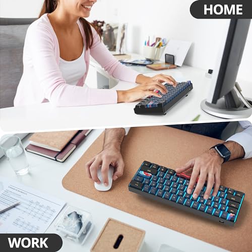Portable 60% Mechanical Gaming Keyboard, Red Switch LED Backlit, 61 Keys Mini Black Blue, USB Wired for Windows Mac Laptop PC (61 Blue Samurai) - color: 61 Blue Samurai/Red Switch