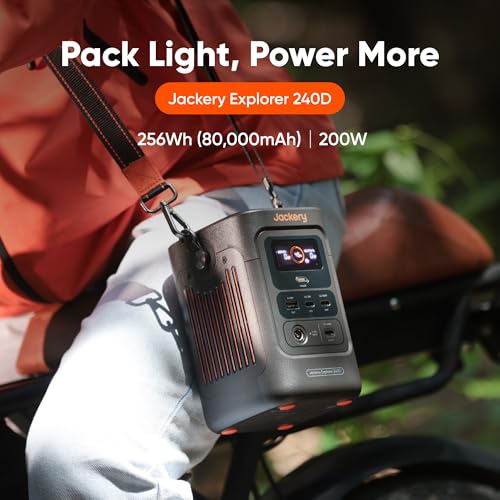 Jackery Portable Power Station Explorer 240D, 256Wh Backup Lithium Battery, with Car Charger Cable (DC8020) - style: E240D + Car Charger Cable (DC8020)