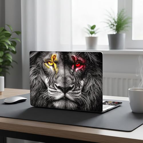 Aesthetic Laptop Skin Cover,12-15.6 Inch Universal Vinyl Sticker Decal,Waterproof Scratch-Resistant Notebook Wrap,Removable Residue-Free Protector,Lion Eyes Fire - color: Lion Eyes Fire