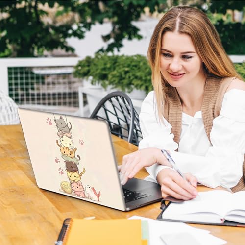 Laptop Skin Sticker Decal, Universal Reusable Vinyl Laptop Cover for 12" 13" 13.3" 14" 15" 15.4" 15.6" Notebook PC, Waterproof Scratch-Resistant with 2 Wrist Pads, Easy to Apply & Remove,Cats Cute - color: Cats Cute