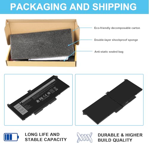 TREE.NB RJ40G Laptop Battery Replacement for Dell Latitude 14 5420 Latitude 15 5520 Precision 15 3560 Series 01K2CF 075X16 WY9DX P137G P137G001 P104F P104F001 0WK3F1 0M3KCN 005R42 15.2V - size: 9.64x3.78x0.23inch RJ40G