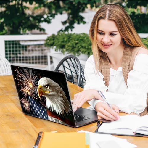 Laptop Skin Sticker Decal, Universal Reusable Vinyl Laptop Cover for 12" 13" 13.3" 14" 15" 15.4" 15.6" Notebook PC, Reusable Waterproof Scratch-Resistant with 2 Wrist Pads,American Flag Eagle - color: American Flag Eagle