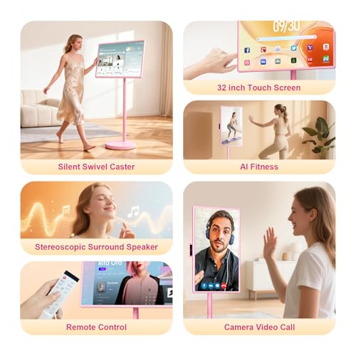 VLH Smart Portable TV on Wheels | 32 Inch Touchscreen Rolling TV | EDLA-Certified Android 15 OS | 38400mAh Battery Powered | 8GB RAM + 128GB Storage | 10-12H Playtime | Voice Remote Control | EDLA-Certified Android 15 OS,38400mAh Battery Powered,8GB RAM +