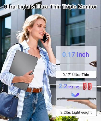 14" Laptop Screen Extender, Ultra-Thin FHD 1080P Portable Monitor | 2.2lbs Lightweight, USB-C/HDMI Plug & Play, Travel Monitor for 13”-17” Laptops, Compatible with Wins/Mac/Android/Chrome - color: Space Gray