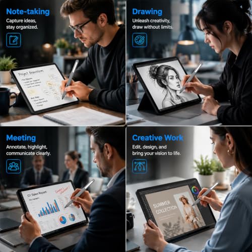 MPP 1.51 Pen for Surface Pro 11/10/X/9/8 300Day Battery Life Palm Rejection | Digital Pen for Surface, Surface Laptop/Book/Go/Studio, Kobo, 1024 Pressure, Precise Drawing & Note-Taking, Two Side Buttons - color: Grey