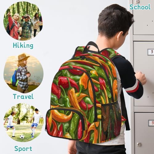 Vegetables Laptop Backpack for Women Men, 18.3 Inch Travel Work Backpacks, Chili Peppers Waterproof Computer Casual Daypack Nurse Teacher Bags - color: Multicolor 20