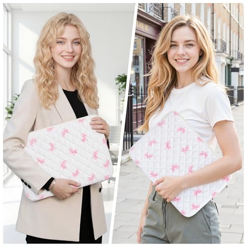 13-14 inch Cotton Quilted Laptop Sleeve for Women, Aesthetic Puffy Laptop Case Carrying Bag Compatible with MacBook Air/Pro 13/Pro 14, Soft Computer Liner Bag (Pink Bow, 13.3 inch) - color: Pink Bow, size: 13.3 inch