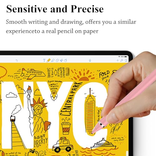 Stylus Pen for Touchscreen, Kenkor Rechargeable Digital Fine Point Active Tablet Pencil, Stylus Pen for iPhone/Switch/Android/Apple iPad Pro/Air/Mini/Samsung/Cellphone/Tablet Drawing & Writing - Pink - color: Pink