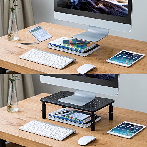 Bracwiser Monitor Stand Riser, Metal Computer Stand, 3 Height Adjustable Screen Riser with Mesh Platform for PS4, Laptop, Printer, Notebook and All Flat Screen, Holds Up to 20KG