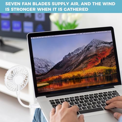 Tujoe 2 Pcs USB Fan, Mini Portable Desk Fan, White | USB Powered, Adjustable Rotation, Compact Design, Compatible with Laptop, Power Bank and USB Adapter for Office Travel