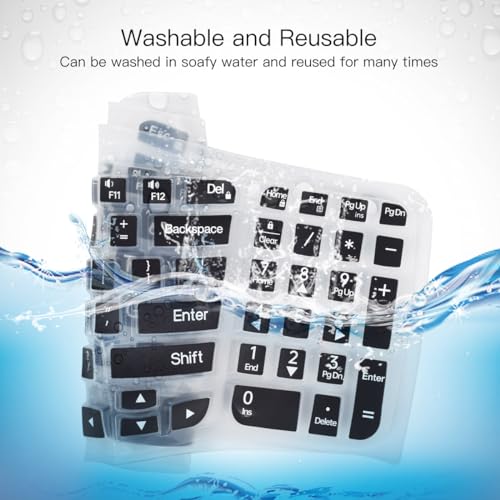 Large Print Keyboard Cover for Logitech Wave Keys MK670 Combo Keyboard Skin, Logitech Wave Keys Wireless Ergonomic Keyboard Cover Protector Skin, Logitechs Waves Key Accessories, Black - color: Black-Large Print