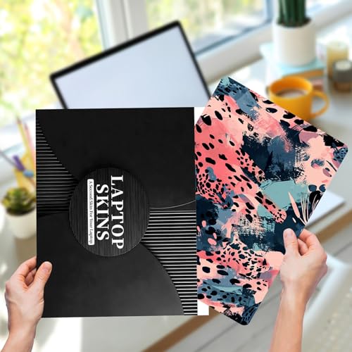 12.1”-15.6” Laptop Skin Sticker (Fits 13”, 13.3”, 14”, 15”, 15.4”) | Reusable Universal Protective Vinyl Art Decal Cover | Waterproof & Scratch-Resistant |Blue Pink Leopard Print Abstract - color: Blue Pink Leopard Print Abstract