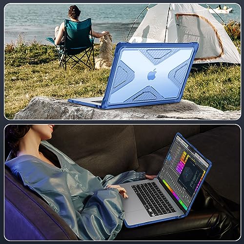 Fintie Rugged Case for MacBook Air 15 Inch, Blue | A3448 A3241 A3114 A2941, 2023 2024 2025 2026, M2 M3 M4 M5, TPU Bumper, Heavy Duty Hard Shell Cover - color: Blue