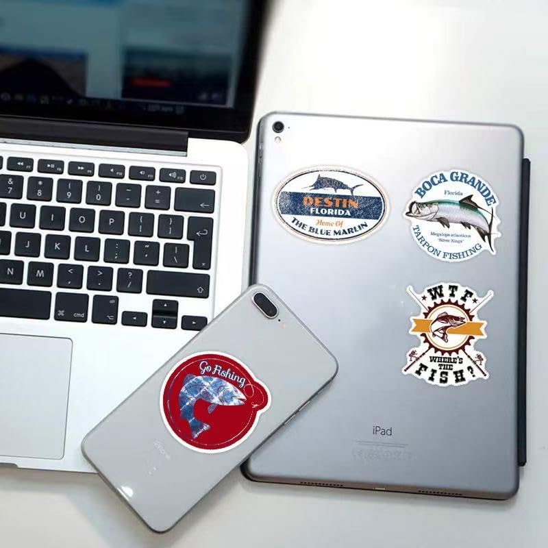 210 Pack Fishing Stickers for Tackle Box Car Bumper Water Bottles Laptop, Waterproof Ocean Animal Fish Stickers Bulk Gift for Adults Mens Boy, Outdoor Hunting Boat Decals Sticker - color: Fishing Stickers