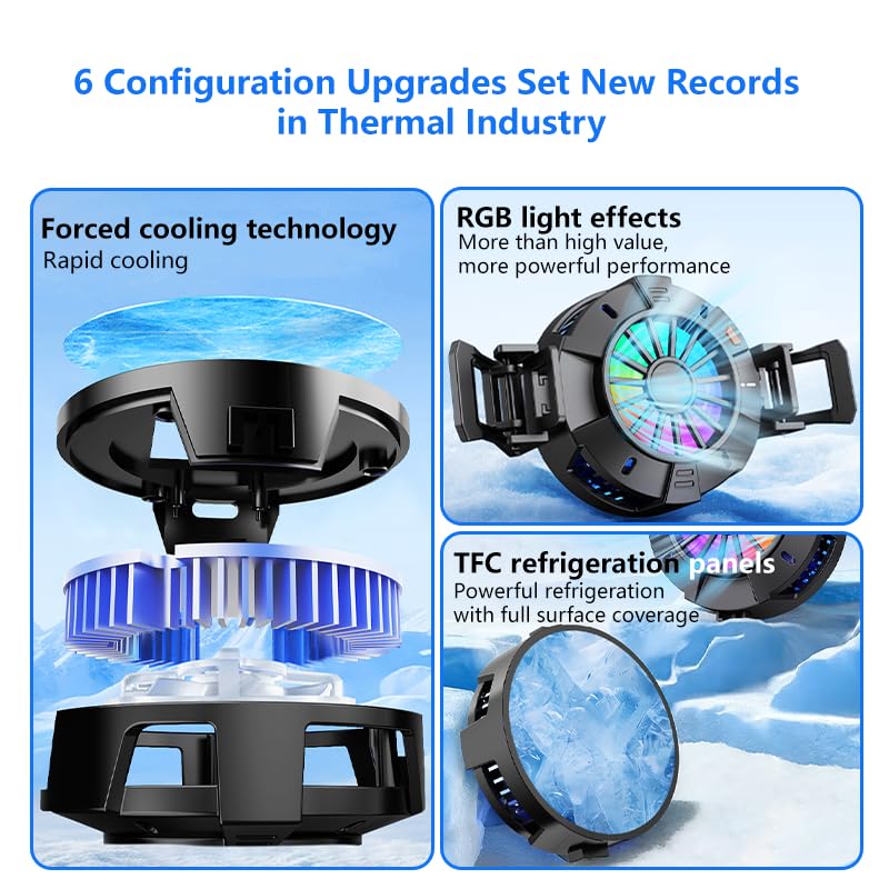 2-in-1 Magnetic & Clip-On Phone Cooler – Semiconductor-Powered Gaming Cell Phone Cooling Fan Radiator for iPhone/Android/iPad/Tablet – Ideal for Gaming, Video Calls, Live Broadcasting, and Vlog
