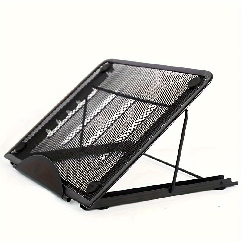 1 Adjustable Metal Laptop Computer Stand - Foldable Portable Office Desk Cooling Rack - Suitable for use in Offices, Studies and Homes (1,Black) - color: black