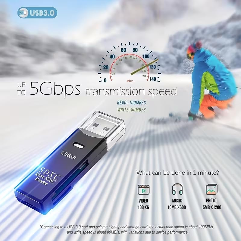 SB 3.0, 2.0 Card Reader, 5Gbps 2-in-1 SD Card Reader to USB Adapter, Suitable for MMC, RS-MMC, Card Reader and UHS-I Card, White3.0 - color: White3.0
