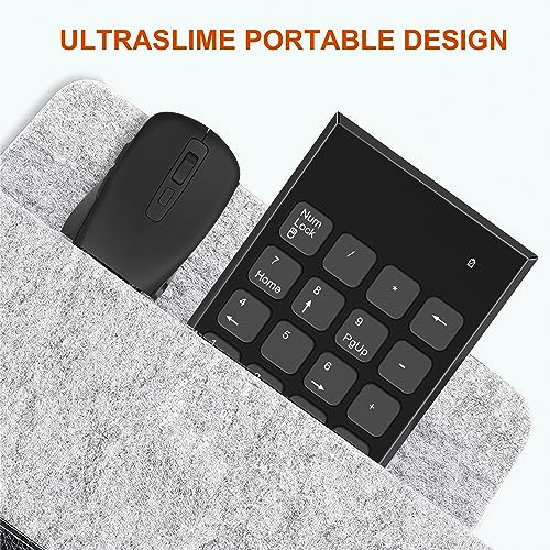 Rytaki Pro Wireless Number Pad and Mouse, 19 Keys Portable Ultra Slim 2.4GHz 10 Key USB Keypad and 3 Adjustable DPI Silent Mouse Set for Laptop, Notebook, Desktop, PC Computer - Use One USB Receiver