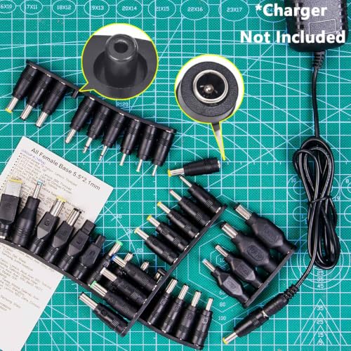 42Pcs Universal Laptop AC DC Power Adapter Kits 5.5 x 2.1mm | Power Supply Plug Jack Tips Connectors, Compatible with Lenovo Thinkpad Toshiba Dell, Most Notebooks