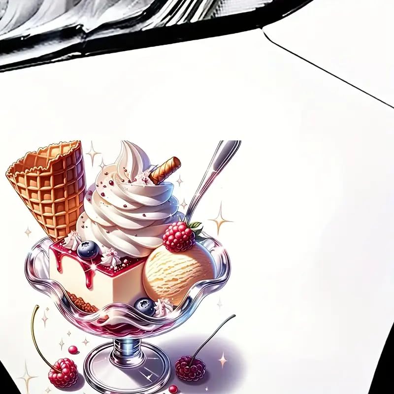 Gourmet Ice Cream Cake PVC Vinyl Car Decals Stickers Waterproof Self-Adhesive Decals for Cars, Laptops, Trucks, Motorcycles Wall Window Luggage Scratch Cover Door Decor Sticker