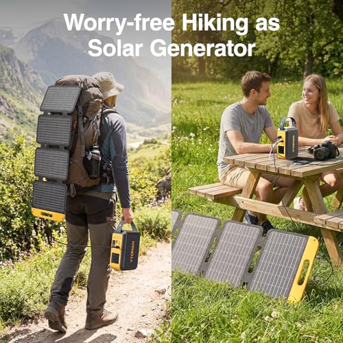VTOMAN Jump 100 Portable Power Station with 40W Foldable Solar Panel | 88.8Wh LiFePO4 Battery 100W AC Solar Generator Kit for Outdoor Camping, Hiking, Cycling, Backpacking, Road Trips - color: Black Yellow