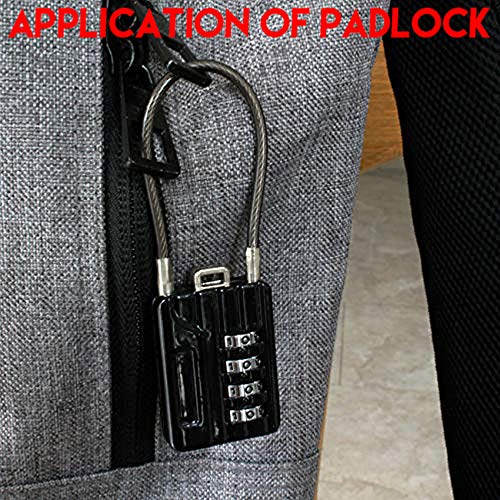RESET-200 4-Digit Combination Cable Lock, 4.7 in/12cm, 2 Pack | Compact 4.7 in/12cm cable for bags, lockers, and small storage; light-duty use only. 2 locks included. - size: 12cm(4.72 inch)Cable