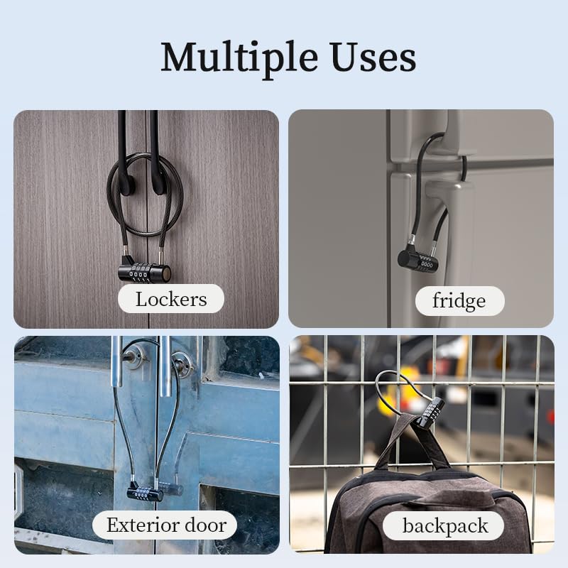 Combination Lock Cable Lock with 4 Digits Cabinet Lock with 3.5" Cable Length Twist 3.5" Length Durable Cable Ideal for lockers, Gym, Toolbox, Case Small Size (3.5") - size: 3.5" Black