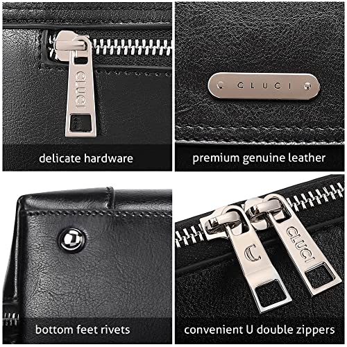 CLUCI Leather Briefcase for Women 15.6 Inch Laptop Business Computer Ladies Stylish Work Handbags Shoulder Bag - color: Z Black