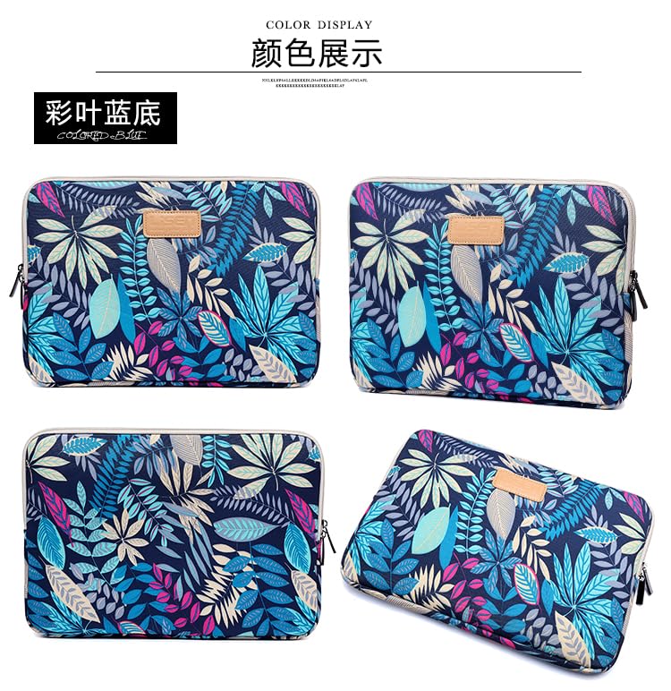 BSLVWG 11.6 Inch Laptop Sleeve Multi-Color & Size Choices Case/Water-Resistant Neoprene Notebook Computer Pocket Tablet Briefcase Carrying Bag/Pouch Skin Cover - color: Blue Leaves, size: 11.6 inch