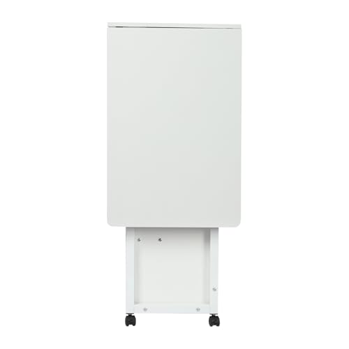 Overbed Table with Wheels, Movable Bedside Table Height Adjustable Over Bed Desk Foldable Rolling Laptop Desk with Drawers for Home & Hospital Use (White) - color: White