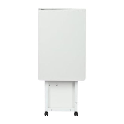 Overbed Table with Wheels, Movable Bedside Table Height Adjustable Over Bed Desk Foldable Rolling Laptop Desk with Drawers for Home & Hospital Use (White) - color: White