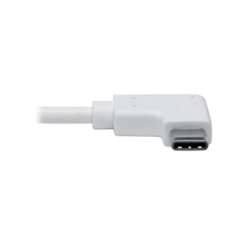 Tripp Lite Right Angle USB C to Ethernet Adapter, Thunderbolt 3 to Ethernet Adapter, Gigabit Ethernet Adapter, USB 3.1 Gen 1, 10/100/1000 Mbps, White (U436-06N-GBW-RA)