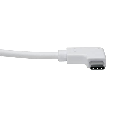 Tripp Lite Right Angle USB C to Ethernet Adapter, Thunderbolt 3 to Ethernet Adapter, Gigabit Ethernet Adapter, USB 3.1 Gen 1, 10/100/1000 Mbps, White (U436-06N-GBW-RA)